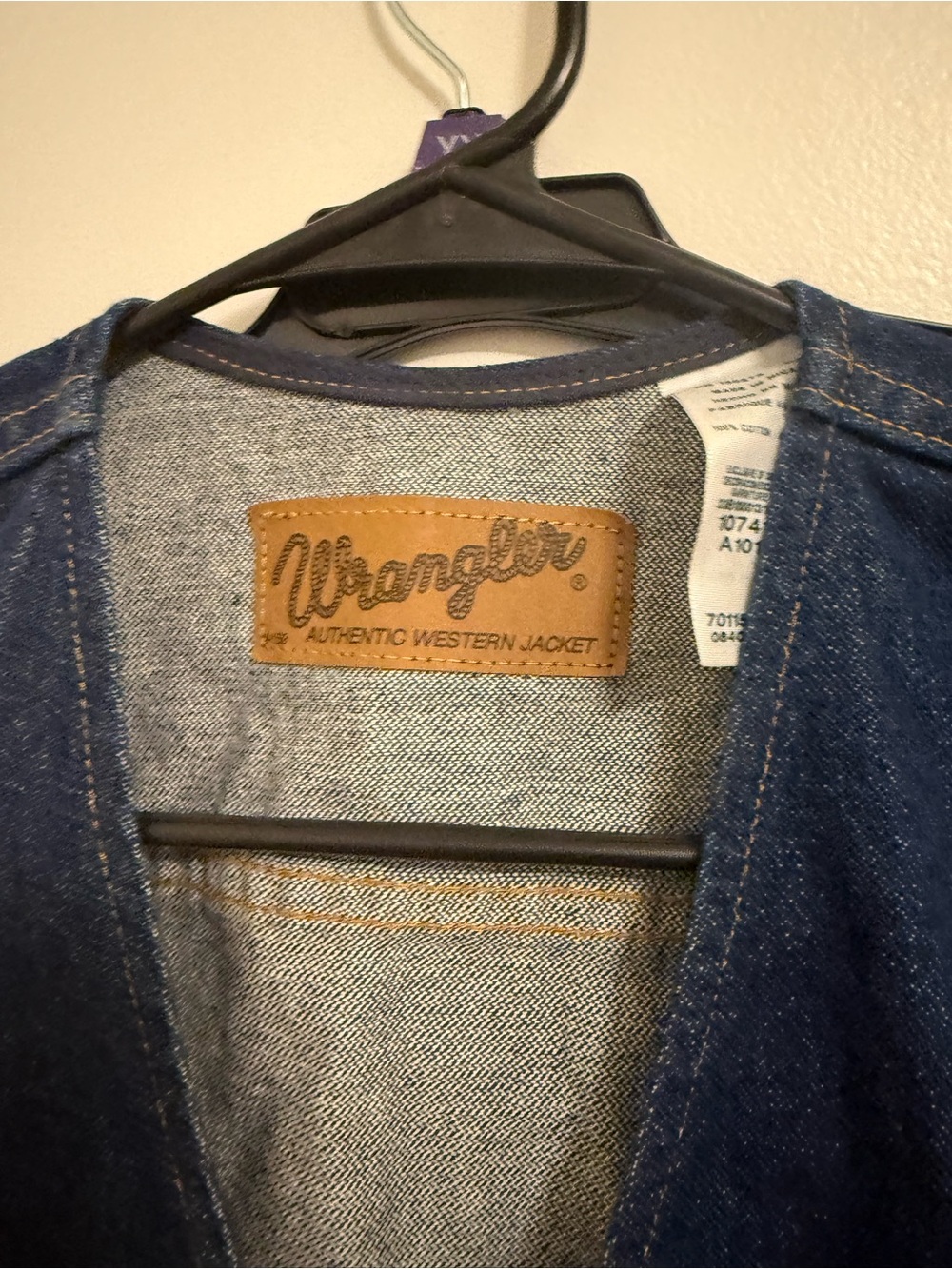 Wrangler Navy Blue Denim Vest with Front Pockets - Picture 2 of 4